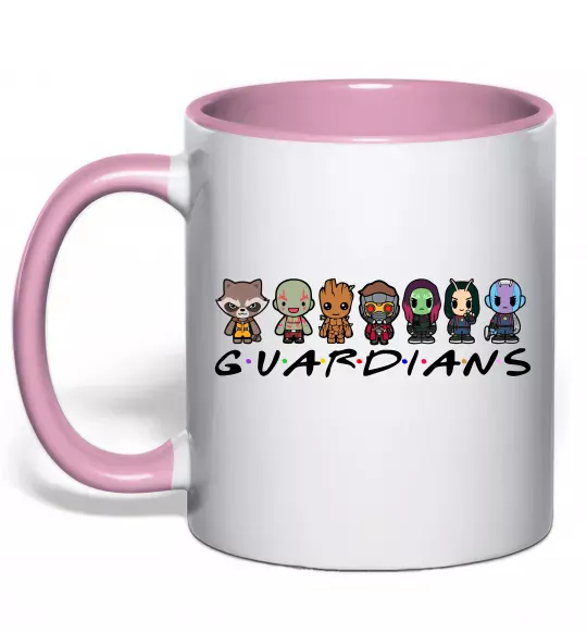 Чашка с цветной ручкой Guardians мультяшні Нежно розовый фото