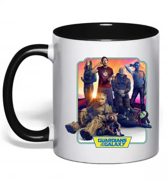 Чашка з кольоровою ручкою Guardians of the galaxy Чорний фото