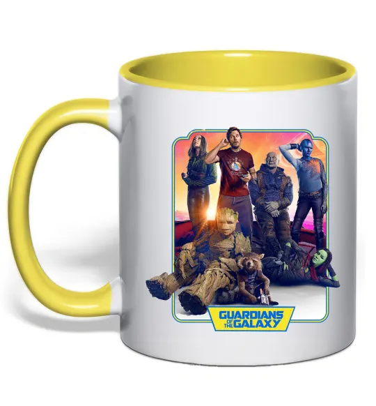 Чашка з кольоровою ручкою Guardians of the galaxy Лимонний фото