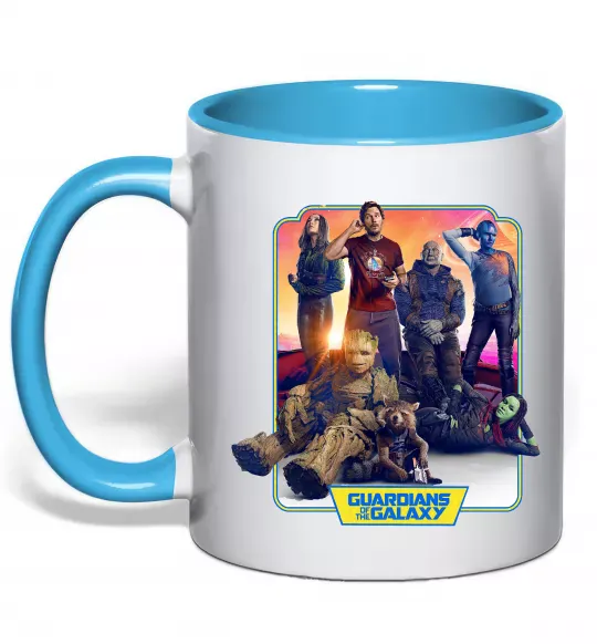 Чашка з кольоровою ручкою Guardians of the galaxy Блакитний фото