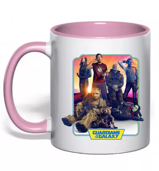Чашка з кольоровою ручкою Guardians of the galaxy Ніжно рожевий фото