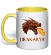 Чашка з кольоровою ручкою Dracarys Сонячно жовтий фото