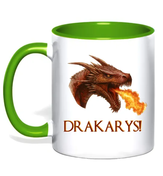 Чашка з кольоровою ручкою Dracarys Лаймовий фото