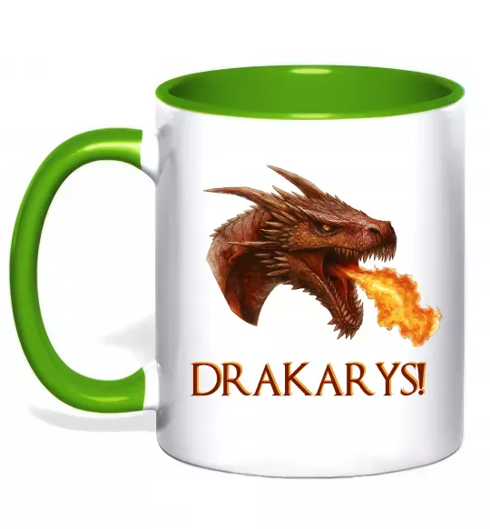 Чашка з кольоровою ручкою Dracarys Зелений фото