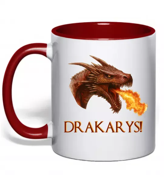 Чашка з кольоровою ручкою Dracarys Червоний фото