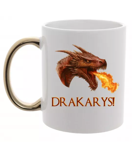 Чашка з кольоровою ручкою Dracarys Золото фото