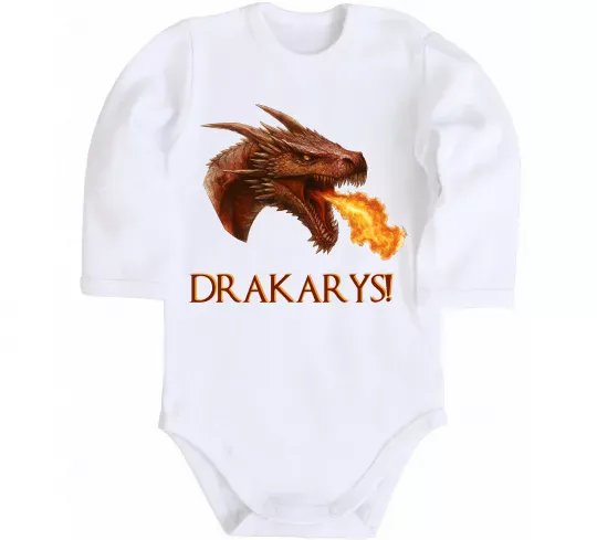 Дитячий бодік Dracarys Білий фото