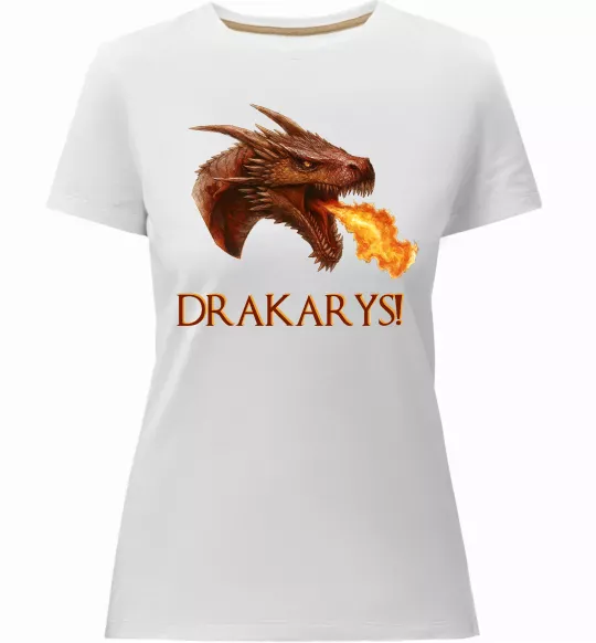 Жіноча преміум футболка Dracarys Білий фото