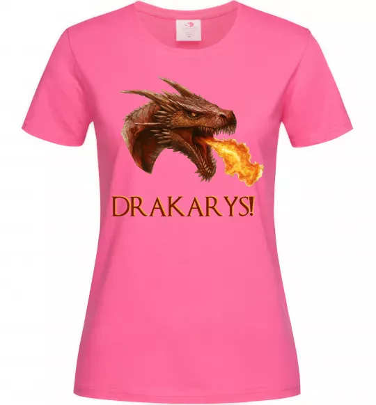 Жіноча футболка Dracarys Яскраво-рожевий фото