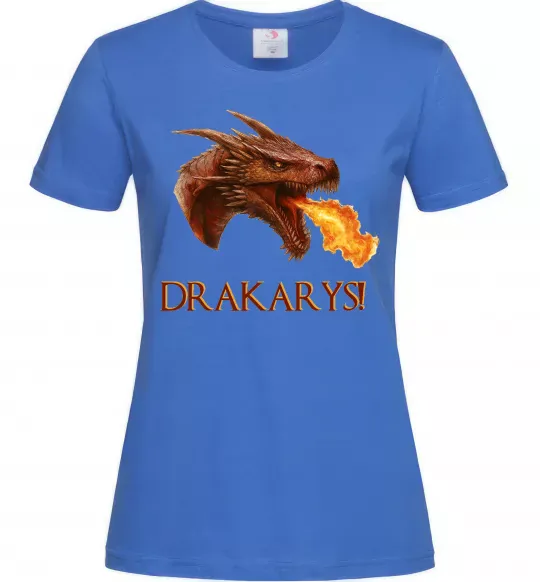 Жіноча футболка Dracarys Яскраво-синій фото