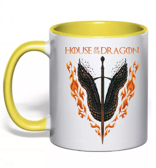 Чашка з кольоровою ручкою Дім дракона Сонячно жовтий фото