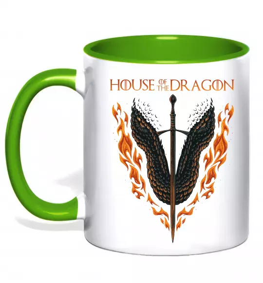 Чашка з кольоровою ручкою Дім дракона Зелений фото