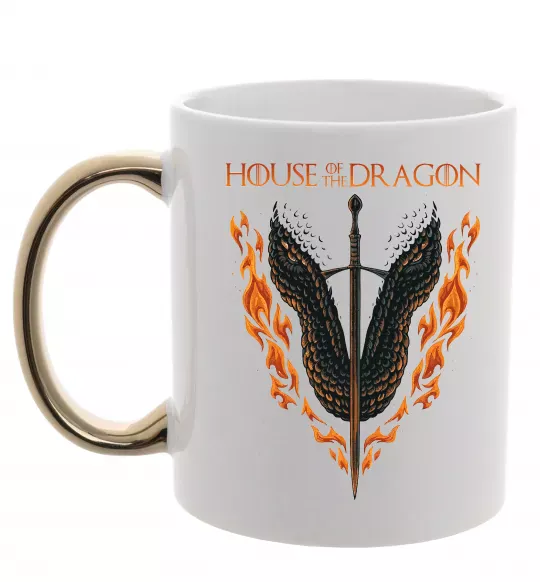 Чашка з кольоровою ручкою Дім дракона Золото фото