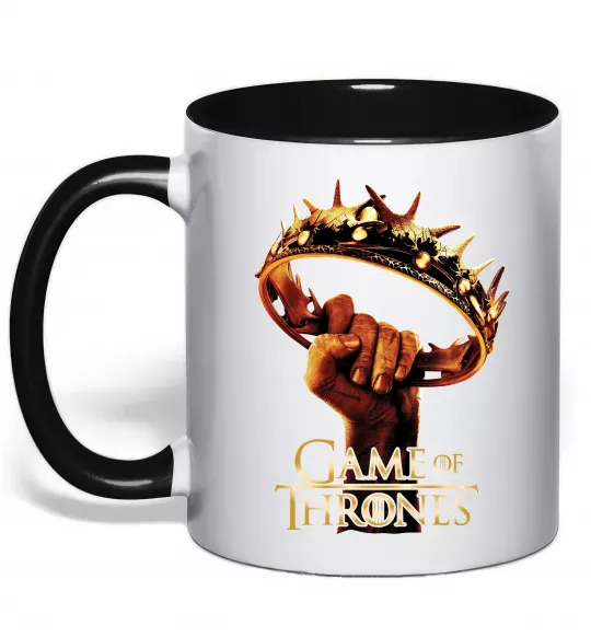 Чашка з кольоровою ручкою Гра престолів корона Чорний фото
