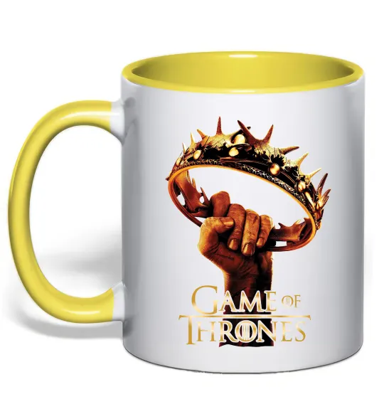 Чашка з кольоровою ручкою Гра престолів корона Лимонний фото