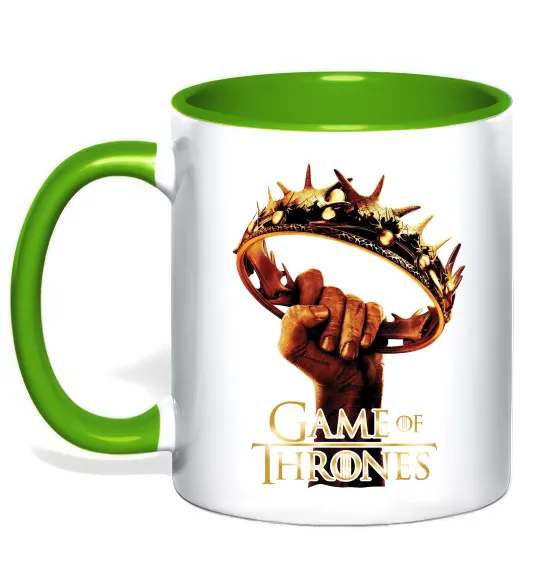 Чашка з кольоровою ручкою Гра престолів корона Лаймовий фото