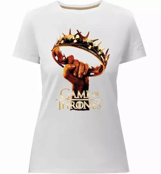 Женская премиум футболка Гра престолів корона Белый фото