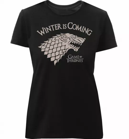 Женская премиум футболка Winter is coming Гра престолів Черный фото