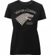 Женская премиум футболка Winter is coming Гра престолів Черный фото