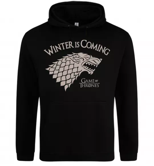 Чоловіча толстовка (худі) Winter is coming Гра престолів Чорний фото