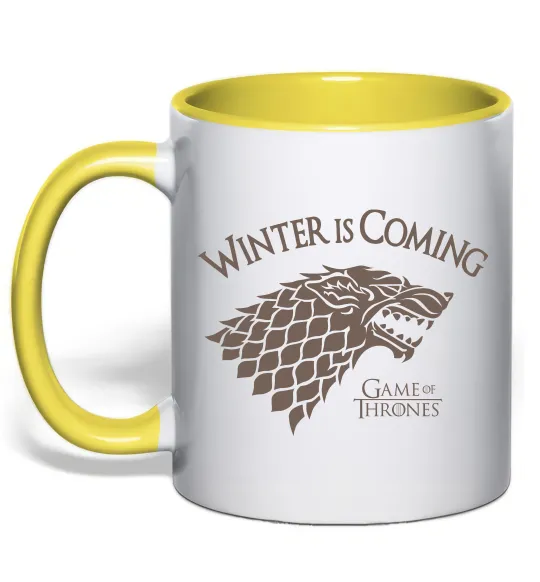 Чашка з кольоровою ручкою Winter is coming Гра престолів Лимонний фото