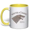 Чашка з кольоровою ручкою Winter is coming Гра престолів Лимонний фото