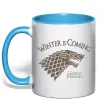 Чашка з кольоровою ручкою Winter is coming Гра престолів Блакитний фото