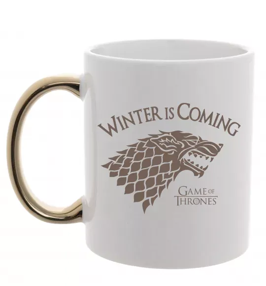 Чашка з кольоровою ручкою Winter is coming Гра престолів Золото фото