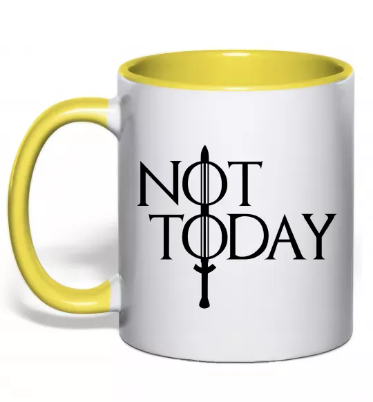 Чашка с цветной ручкой Game of thrones Not today Солнечно желтый фото