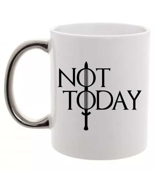 Чашка с цветной ручкой Game of thrones Not today Серебро фото