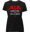 Женская премиум футболка Mother of dragons червоний дракон Черный фото