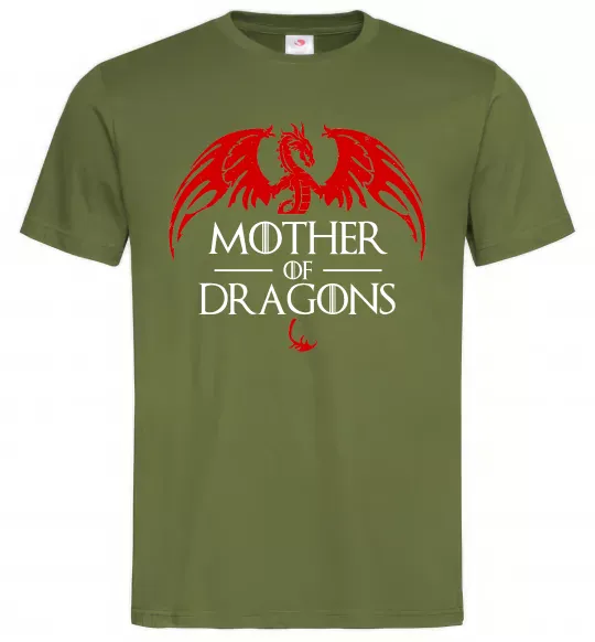 Чоловіча футболка Mother of dragons червоний дракон Оливковий фото