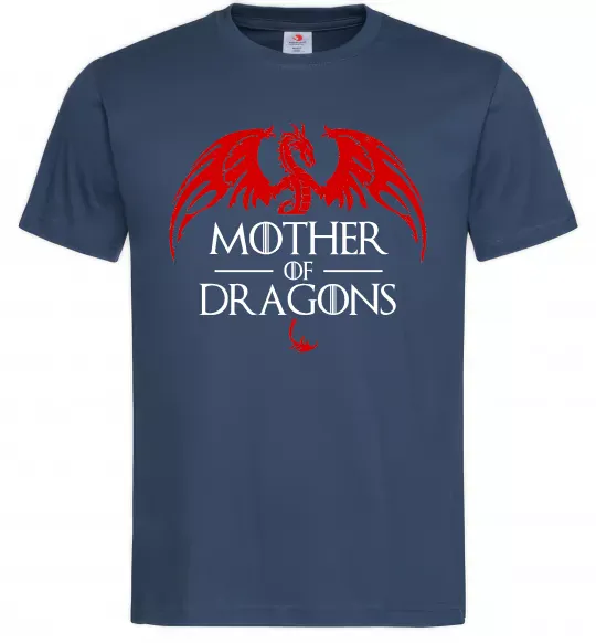 Чоловіча футболка Mother of dragons червоний дракон Темно-синій фото