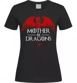 Женская футболка Mother of dragons червоний дракон Черный фото