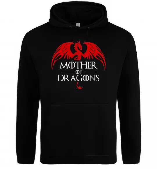 Чоловіча толстовка (худі) Mother of dragons червоний дракон Чорний фото