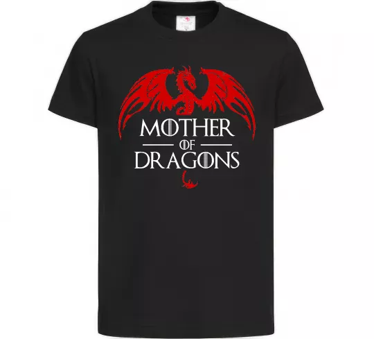 Дитяча футболка Mother of dragons червоний дракон Чорний фото