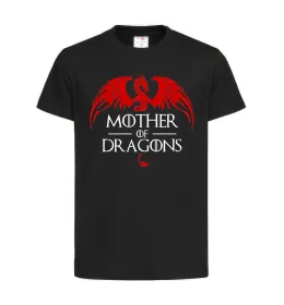 Детская футболка Mother of dragons червоний дракон Черный фото