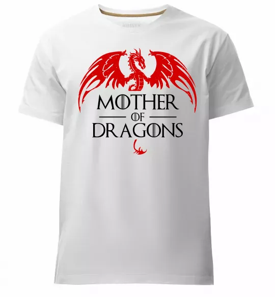 Чоловіча преміум футболка Mother of dragons червоний дракон Білий фото