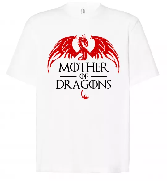 Футболка Оверсайз Mother of dragons червоний дракон Білий фото