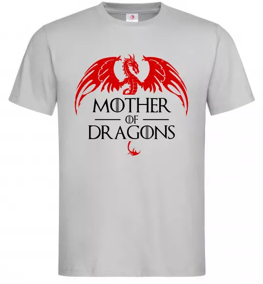 Чоловіча футболка Mother of dragons червоний дракон Сірий фото