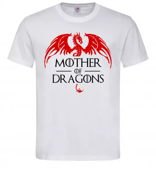 Чоловіча футболка Mother of dragons червоний дракон Білий фото
