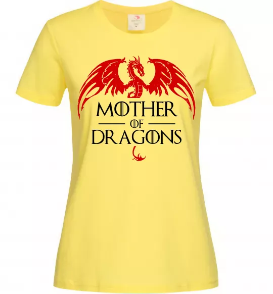 Женская футболка Mother of dragons червоний дракон Лимонный фото