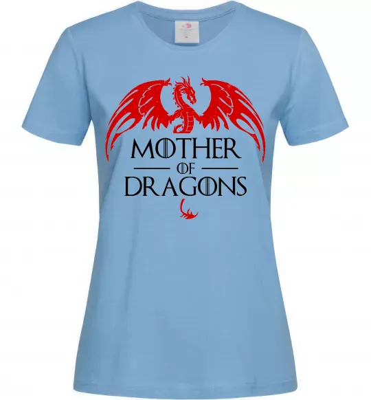 Женская футболка Mother of dragons червоний дракон Голубой фото