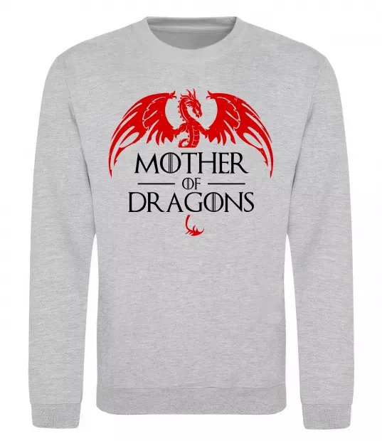 Світшот Mother of dragons червоний дракон Сірий меланж фото