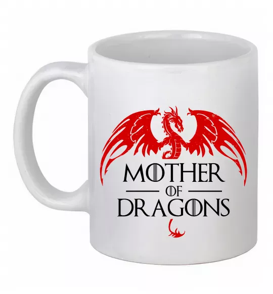 Чашка керамическая Mother of dragons червоний дракон Белый фото