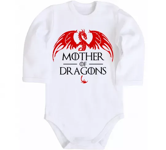 Детский боди Mother of dragons червоний дракон Белый фото