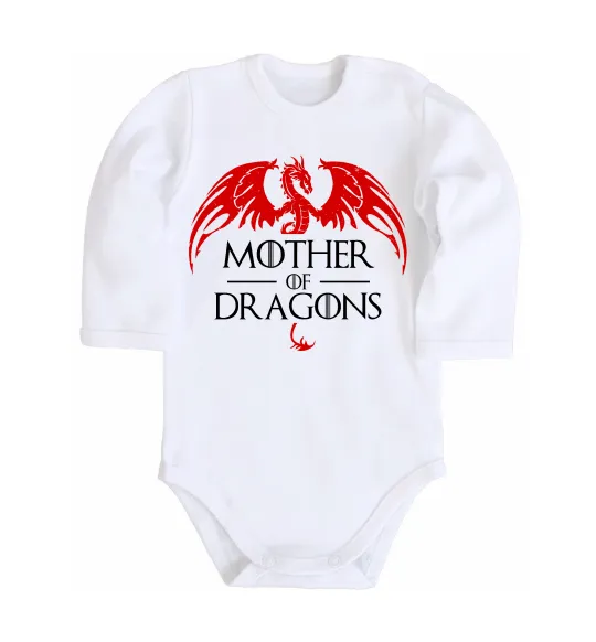 Дитячий бодік Mother of dragons червоний дракон Білий фото