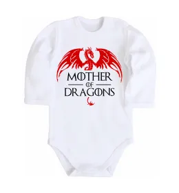 Детский боди Mother of dragons червоний дракон Белый фото