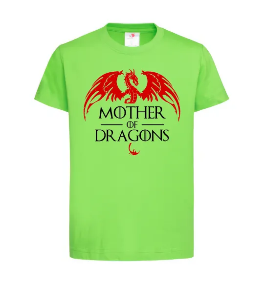 Дитяча футболка Mother of dragons червоний дракон Лаймовий фото