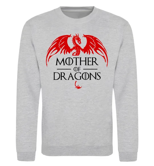 Світшот Mother of dragons червоний дракон Сірий меланж фото